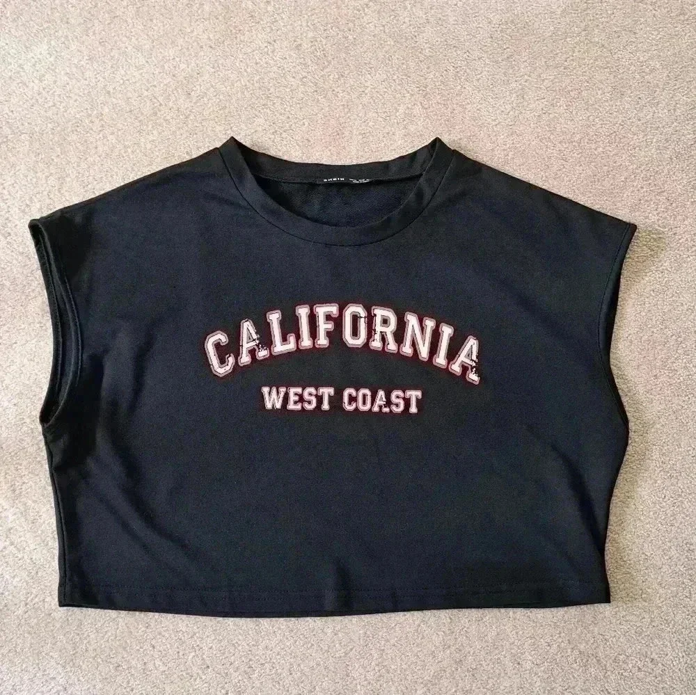 ❤️ California Black  Short Sleeved Cropped Top Shein Size XL (12) - Picture 9 of 9